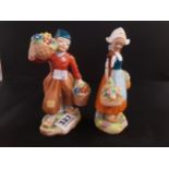 PAIR OF ANTIQUE ROYAL WORCESTER FIGURES - DUTCH BOY AND GIRL - MODELLED BY F GERTNER