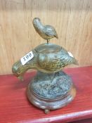 RARE CARVED BLACKFOREST WOODEN BIRD INKWELL