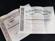 2 GREAT NORTHERN RAILWAY COMPANY SHARE CERTIFICATES