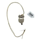 SILVER GILT & CRYSTAL OWL PENDANT & CHAIN