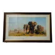 LARGE FRAMED DAVID SHEPHERD PRINT 'THE IVORY IS THEIRS'