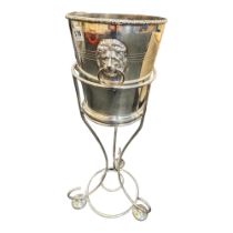 SILVER PLATED CHAMPAGNE ICE BUCKET ON STAND