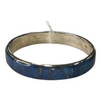 HEAVY SILVER BLUE LAPIS BANGLE - 38.8 GRAMS