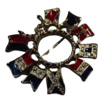 SILVER, ENAMEL &CRYSTAL NAVY FLAG BROOCH