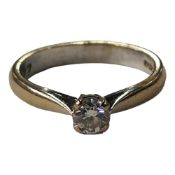 18 CARAT WHITE GOLD DIAMOND SOLITAIRE RING WITH 0.33 CARAT OF DIAMOND