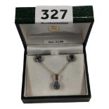 BLUE TOPAZ & SILVER NECKLACE & EARRINGS