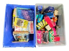 LARGE BOX OF MODEL CARS AND BOX OF ANNUALS ETC