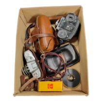 4 X VINTAGE CAMERAS TO INCLUDE AAFA AGNAR, LUMINAR ANASTIAMAT 45MM ETC