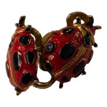 PAIR OF YELLOW METAL & ENAMEL LADYBIRD EARRINGS