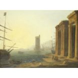 Manner of Claude Lorrain, 19th Century A Mediterranean harbour with shipping at anchor