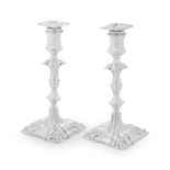 A PAIR OF GEORGE II STYLE CANDLESTICKS By Henry Wilkinson & Co, London, 1892 (2)