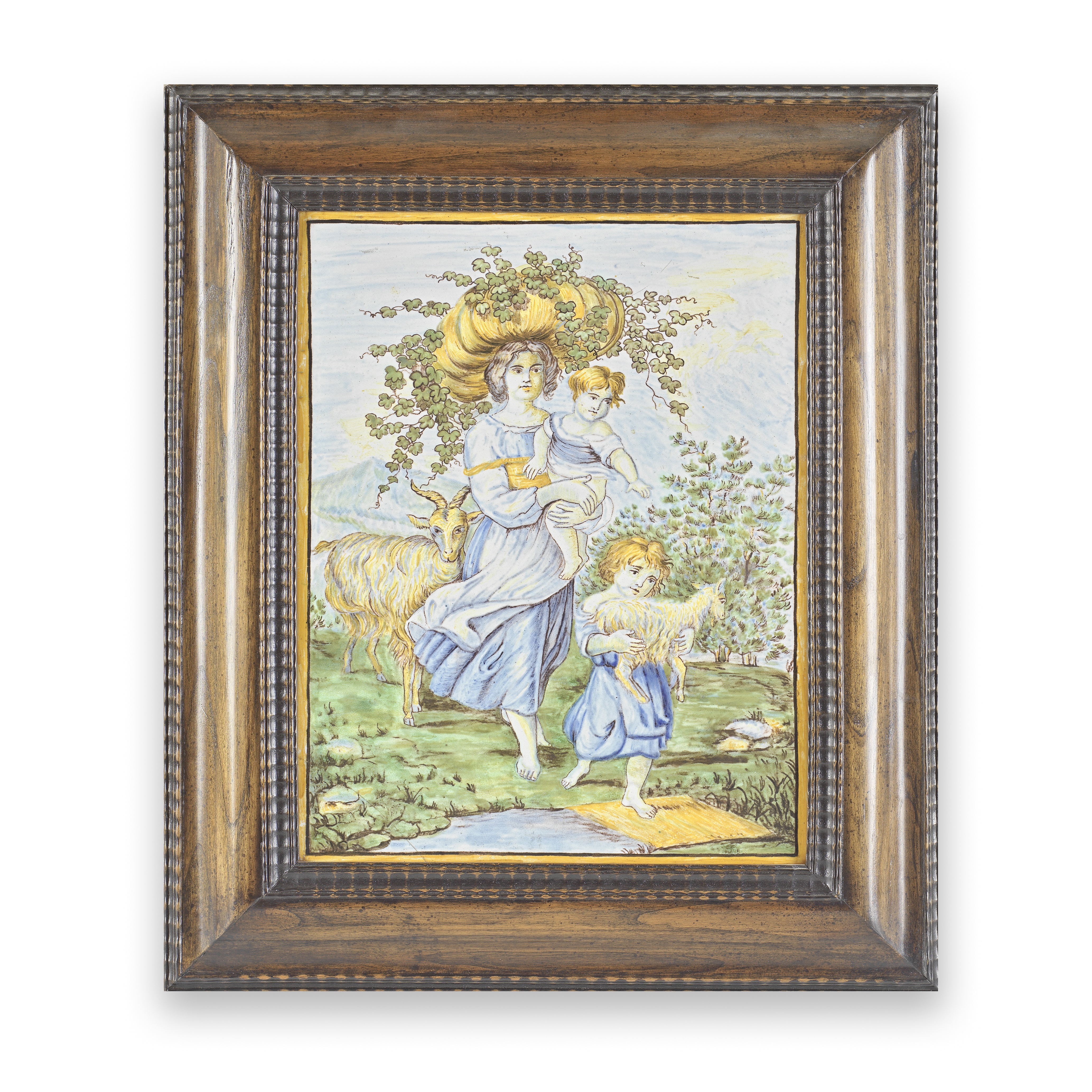 AN ITALIAN CASTELLI MAIOLICA PANEL 19th century