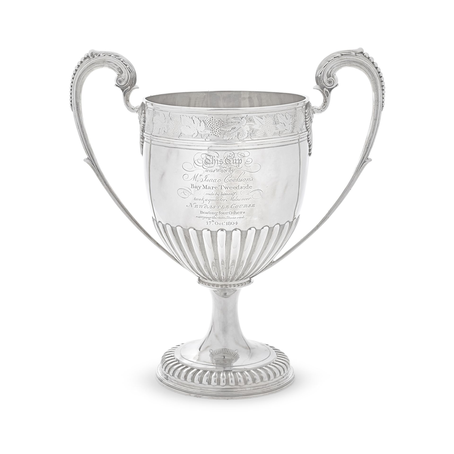 A GEORGE III PROVINCIAL TWO-HANDLED PRESENTATION CUP By Ann Robertson, Newcastle, 1804