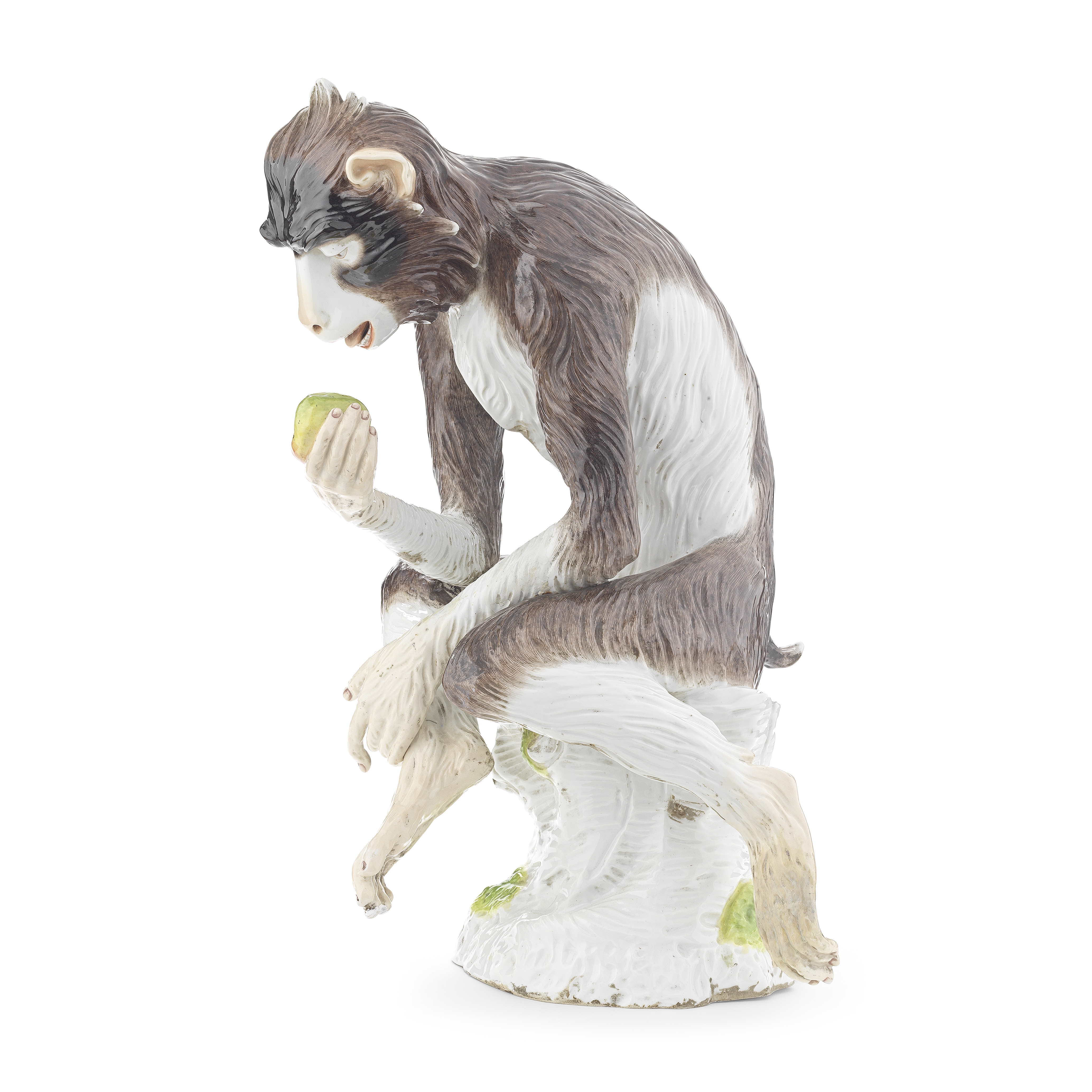 A LARGE DRESDEN PORCELAIN FIGURE OF A MONKEY 19th century