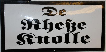 A 'De Rheve Knolle' enamel sign,