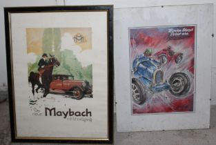 Twelve assorted posters, prints and modern reproduction tin signs, (12)
