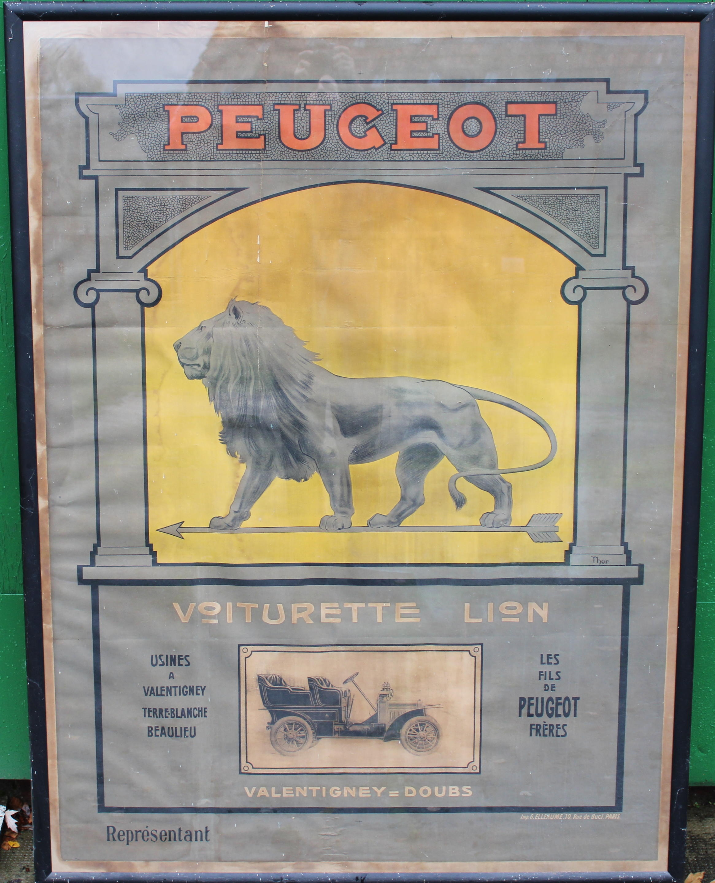 A Peugeot Voiturette Lion advertising poster after Walther Thor, circa 1910,