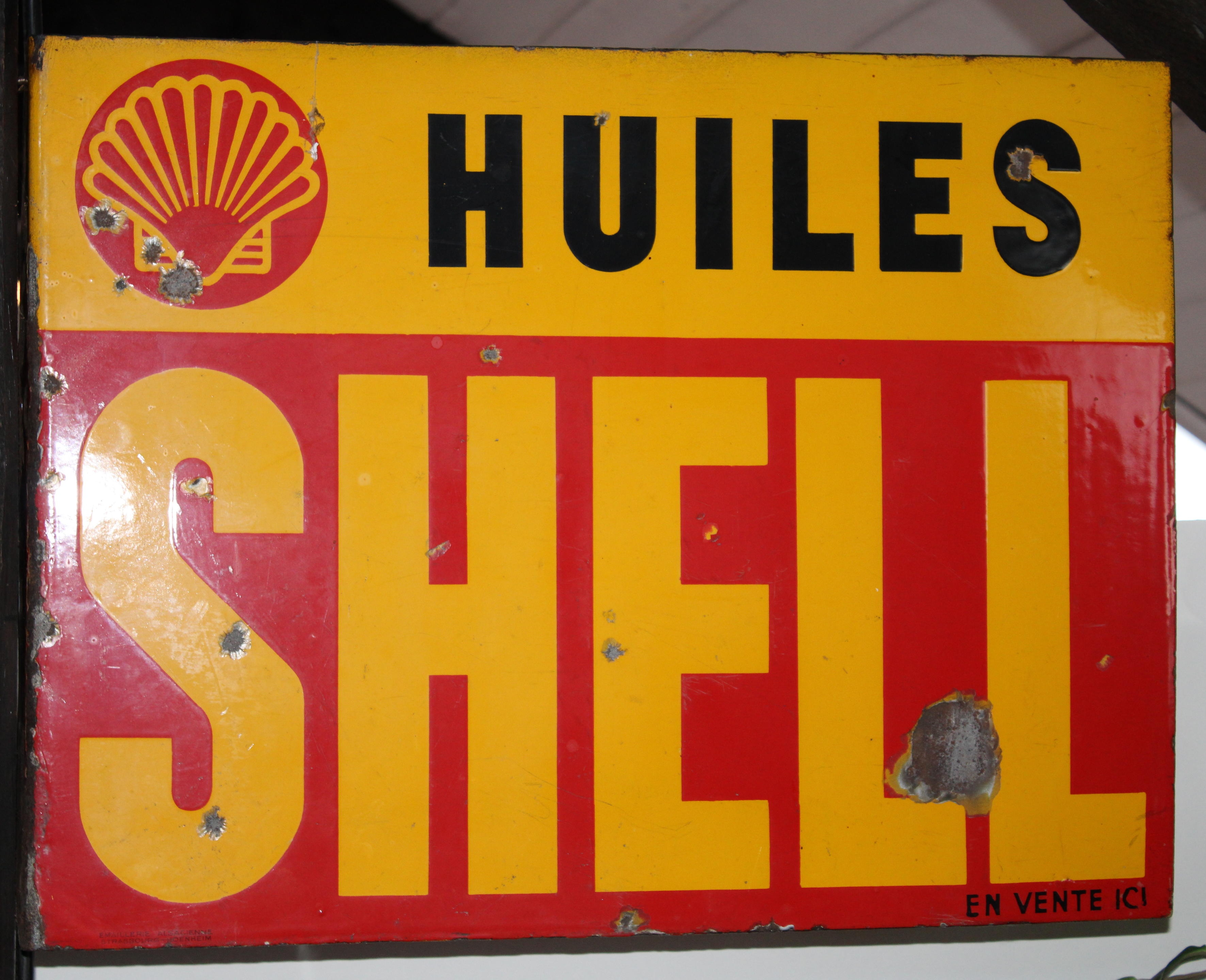 A Huiles Shell enamel sign,