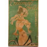 A Triumph Cycles poster after Misti (Ferdinand Mifliez 1865-1923), dated 1907,