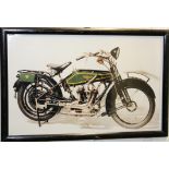 A set of eight Vincent and HRD motorcycle prints, (12)