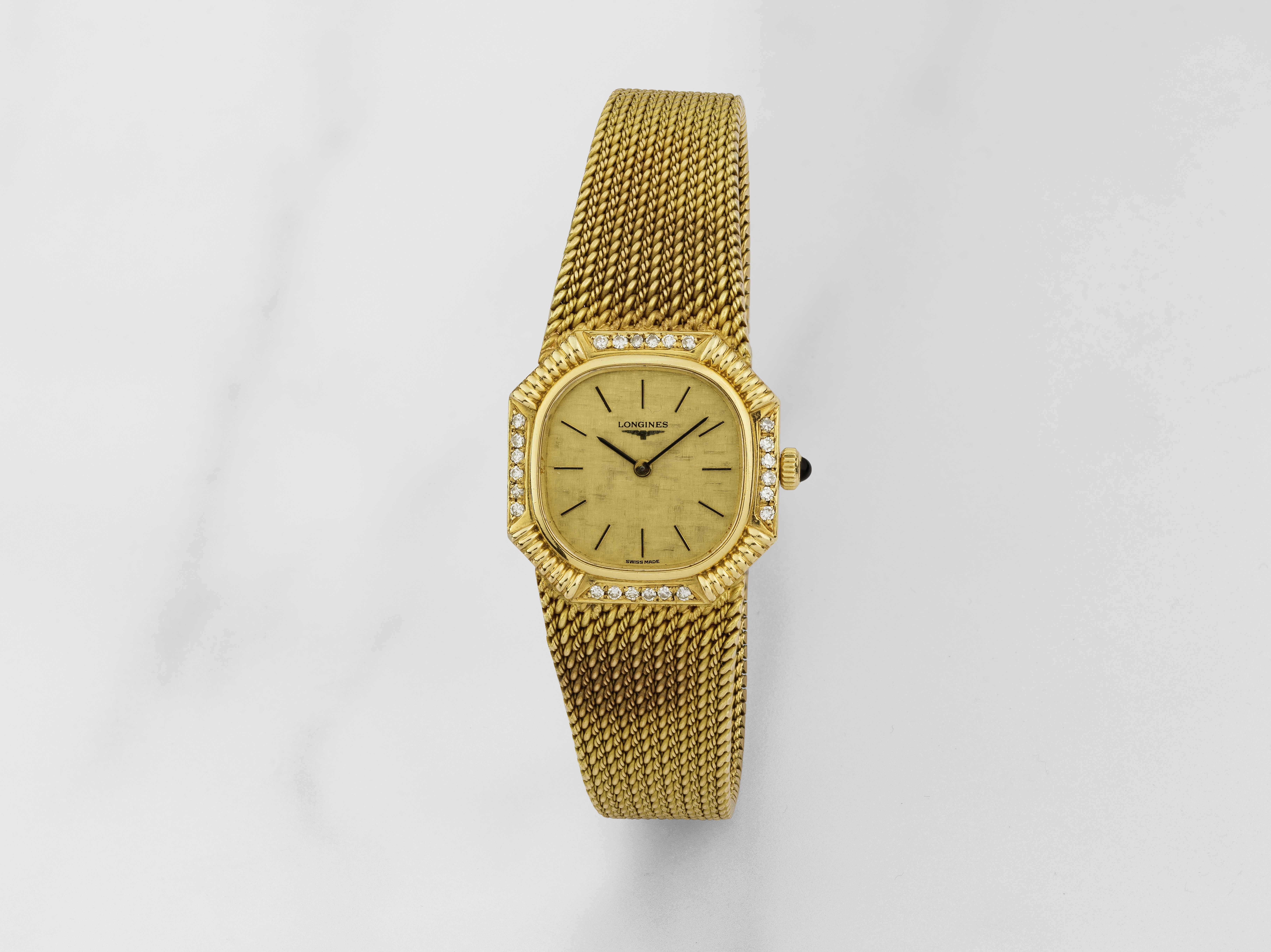 Longines. Montre bracelet de dame en or jaune 18K (750) sertie de diamants mouvement m&#233;cani...