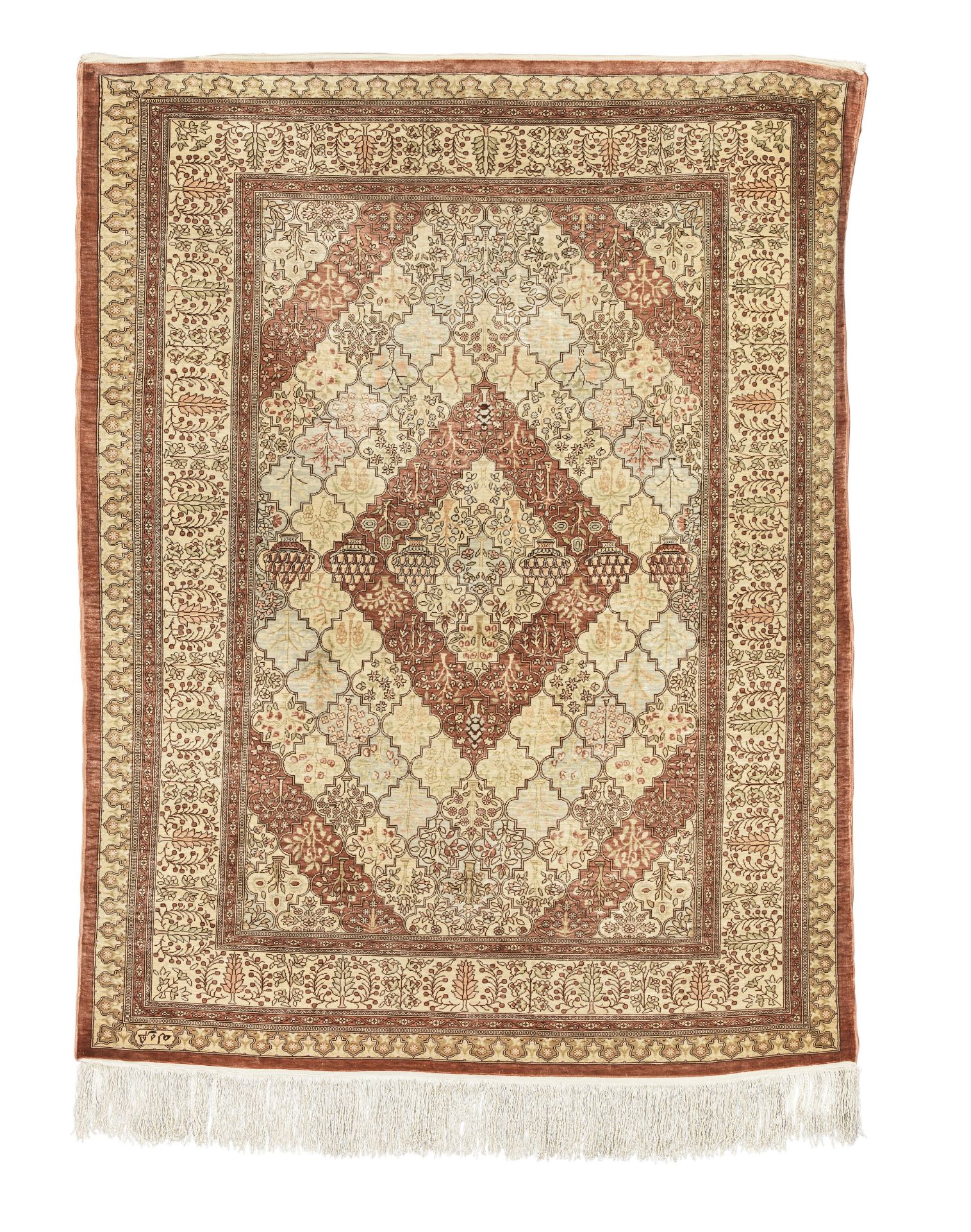 A signed silk Hereke carpet West Anatolia, 127cm x 98cm