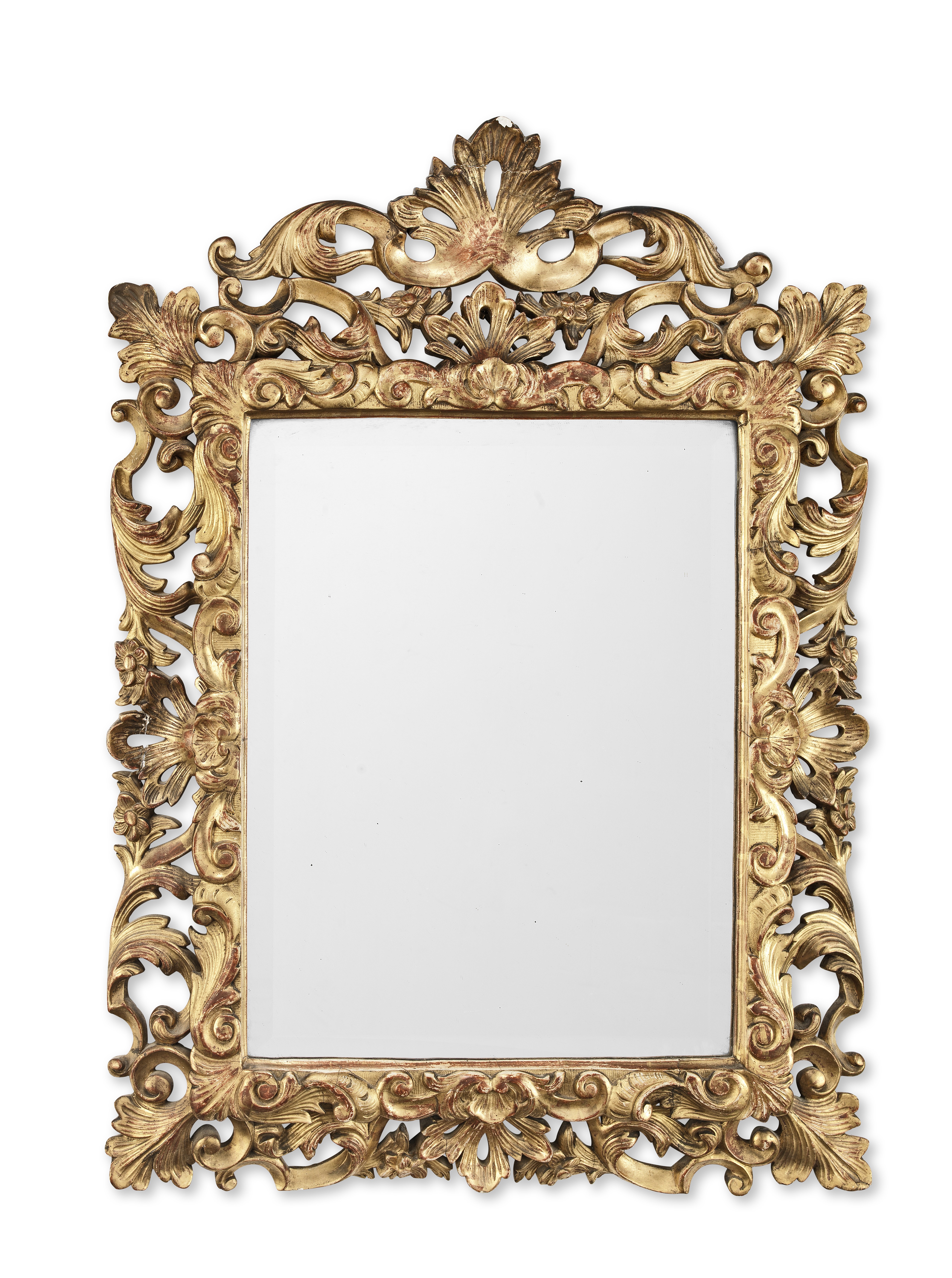 An Italian late 19th century giltwood and gilt composition mirror in the late 17th/early 18th ce...