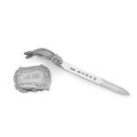 A novelty modern silver 'salmon' letter opener maker's mark 'RC', Sheffield 2000, also with mil...