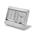 An Art Deco silver cased combination thermometer, barometer and time desk compendium A Wilcox, B...