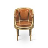 A French 19th century giltwood fauteuil de bureau in the Louis XVI style