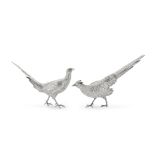 A pair of Continental silver pheasants with unidentified probably Hanau marks (2)