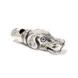 A novelty Victorian silver 'dog head' whistle George Unite, Birmingham 1880