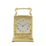 A third quarter 19th century English gilt brass cased carriage timepiece