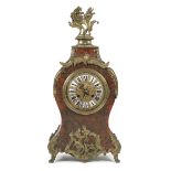 A late 19th century French gilt bronze mounted ebonised 'Boulle' marquetry table clock with ting...