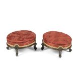 A pair of mid Victorian walnut oval foot stools of diminutive proportions 1850-1875 (2)