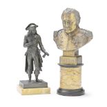 A late 19th / early 20th century French patinated bronze figure of Napoleon as Consul and a simi...