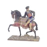 Jose Cubero (Spanish, 1818-1877): A cold painted terracotta equestrian group depicting an Andalu...
