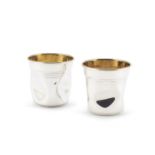 A pair of modern silver 'crushed' beakers Rebecca Joselyn, Sheffield 2022, Britannia standard (2)