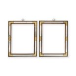 A pair of late 18th / early 19th century mirror inset stained wood and sanded gilt picture frame...