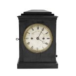A mid 19th century ebonised table clock with pull repeat the dial and movement signed Payne, 163...