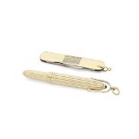 An 18 carat gold and enamel combination calendar and twin-bladed pen knife Sampson Mordan & Co, ...