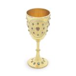 An unusual Victorian silver-gilt and enamel goblet Mappin & Webb, London 1884