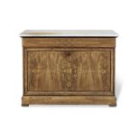 A Charles X rosewood and bois clair marquetry commode a vantaux