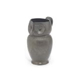 An Arts and Crafts novelty 'owl' pewter jug Liberty, stamped 'TUDRIC', pattern number 035