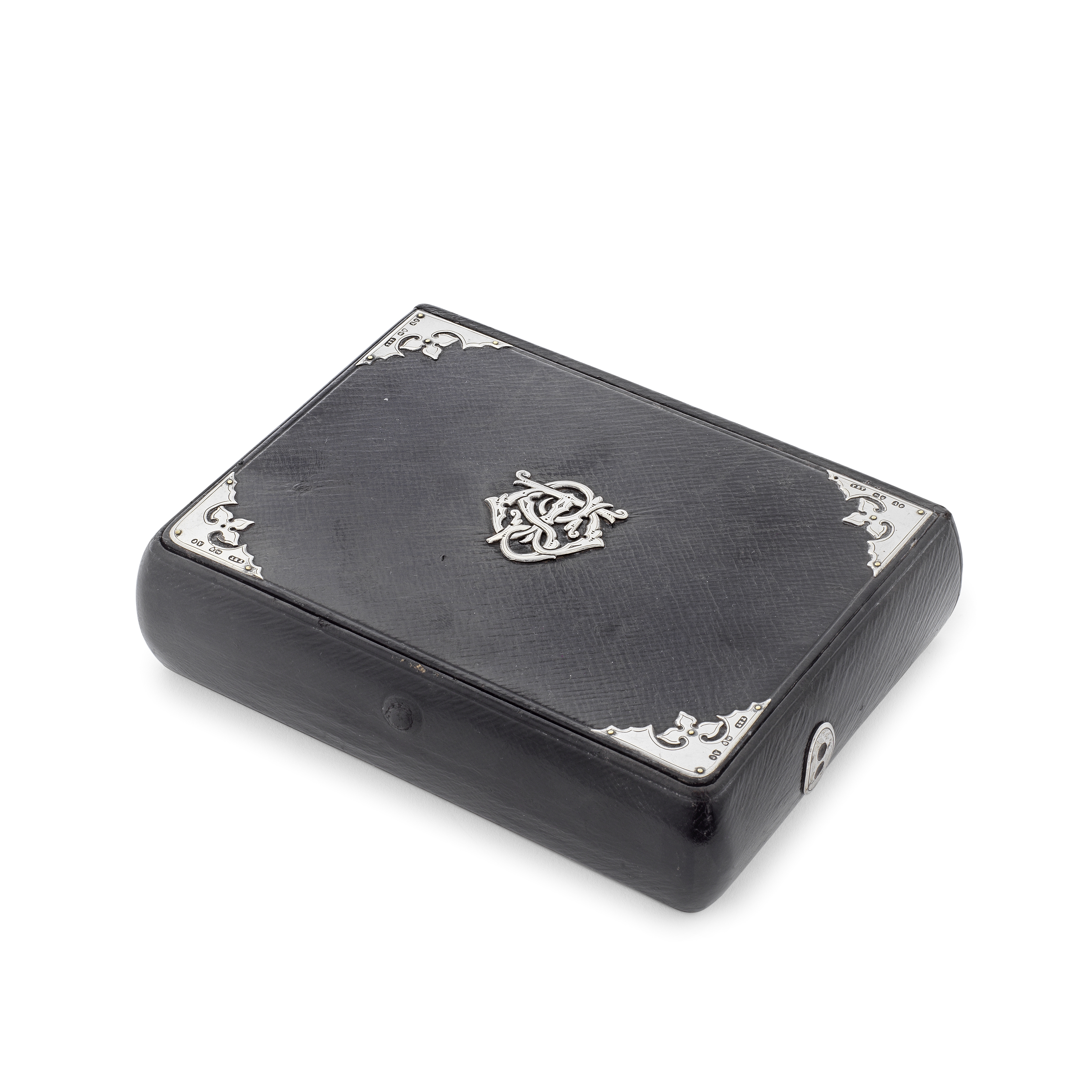 A Victorian leather and silver-mounted travelling writing box silver mounts Thomas Edward Tinwor...