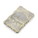 A good cased Victorian silver and parcel-gilt 'Osborne House' castle top card case Thomas & Wil...