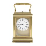 A late 19th century brass carriage clock with repeat the movement stamped Payne & Co, 163 Bond S...