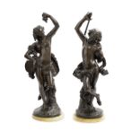 After Pierre Devaux (French 1865-1938): A pair of late 19th century patinated bronze figures of ...