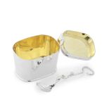 A novelty silver sugar bowl and spoon Rebecca Joselyn, Sheffield 2021, also with Platinum Jubile...