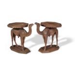 A pair of carved hardwood side tables in the form of camels probably early 20th century (2)